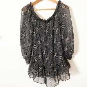 Zara Soft Silk Floral Off The Shoulder Blouse Sz M